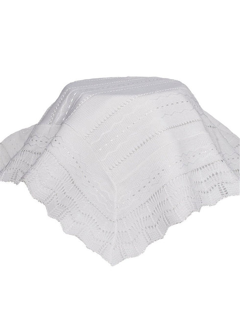 Baby Boys Girls White Knit Baby Christening Shawl Baptism - SophiasStyle.com
